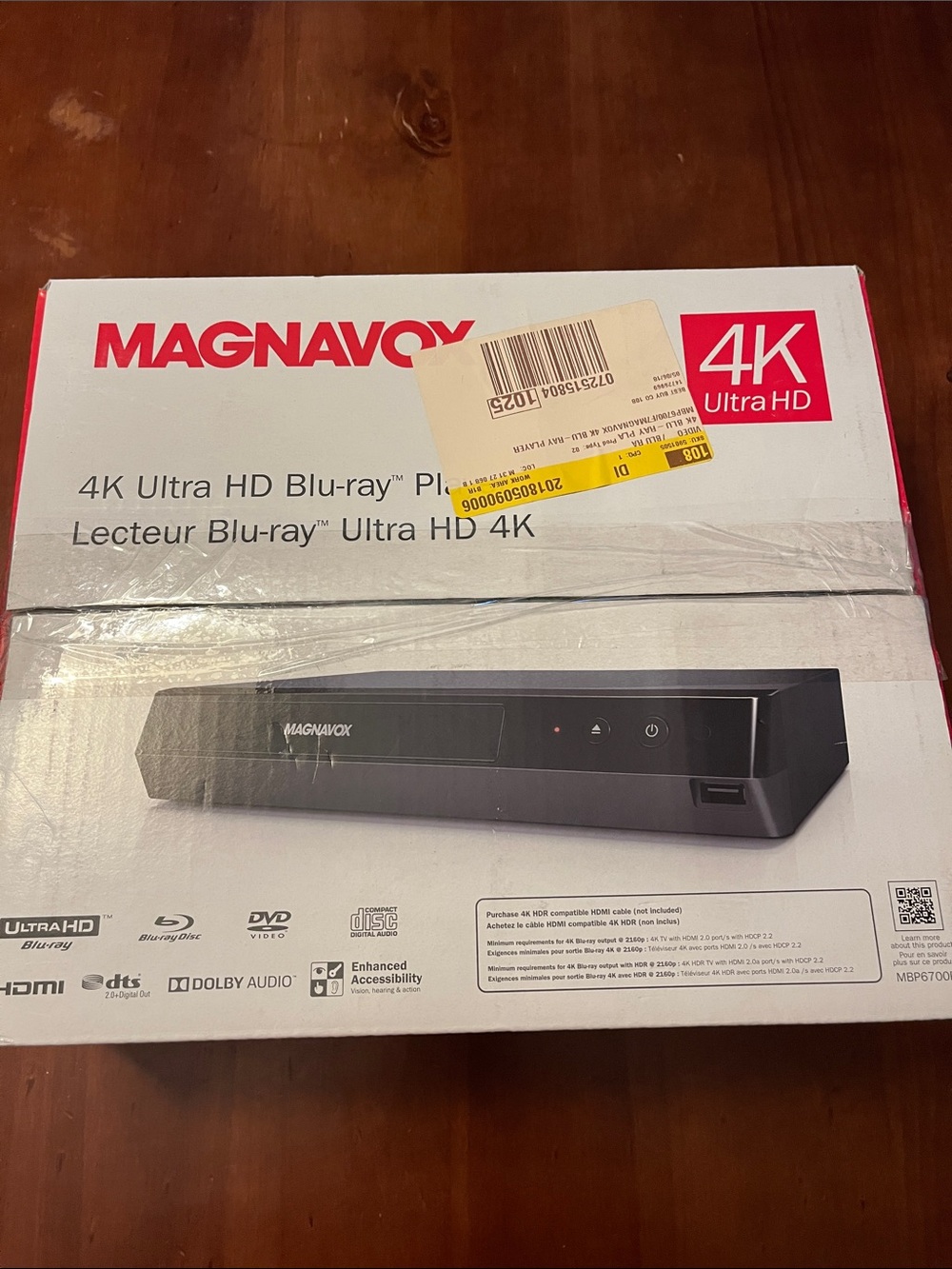 Magnavox MBP6700P 4K Blu Ray Player - New Sealed (Not Region Free)